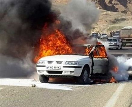 2 خودرو پس از تصادف در گردنه اسدآباد همدان آتش گرفتند
