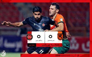 تساوی بدون گل تراکتور تبریز مقابل مس رفسنجان/ قهرمان لیگ برتر در دو بازی بدون گل و پیروزی