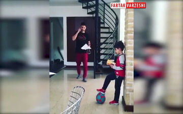 
لایی خوردن پیمان معادی از پسرش