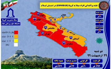   آمار مبتلایان به کرونا ویروس استان تا۲۹ادیبهشت ۹۹ به ۷۹۲ نفر رسید