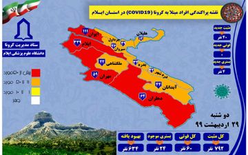   آمار مبتلایان به کرونا ویروس استان تا۲۹ادیبهشت ۹۹ به ۷۹۲ نفر رسید