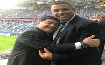 مارادونا و رونالدو تماشاگران ویژه بازی شب گذشته فینال جام کنفدراسیون ها+ عکس