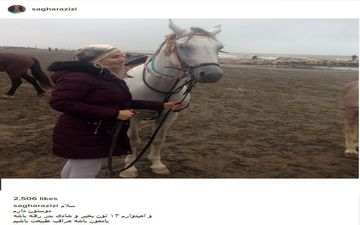 اسب سواری بازیگر نقش فرح دیبا، کنار دریا (عکس)