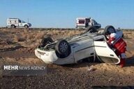 سانحه در جاده گرمسار-قم؛ ریو واژگون شد و ۳ نفر مصدوم شدند