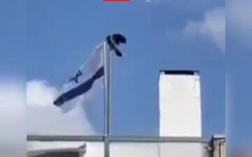 پرچم اسراییل توسط یک کلاغ پایین کشیده شد! + ویدئو