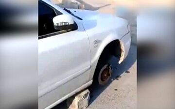 اقدام عجیب سارق پس از سرقت چرخ های یک خودرو 