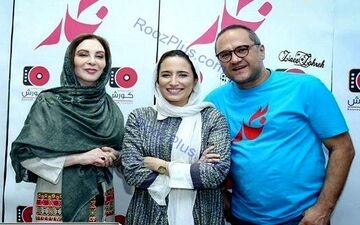 عکس یادگاری خانم بازیگر با رامبد جوان و همسرش