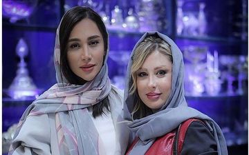 پوشش و میکاپ نیوشا ضیغمی و خواهرش در افتتاحیه گالری همسرش