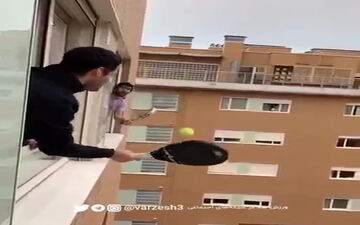 فیلم/ بازی تنیس در شرایط ویژه قرنطینه