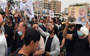 تظاهرات مردم عراق در اعتراض به حضور نظامیان آمریکایی در کشورشان