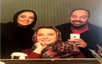 سلفی آینه ای علی اوجی و همسرش به همراه مهراوه شریفی نیا (عکس)