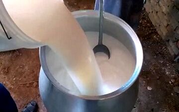 مراحل پخت غذای زمستانی ترخینه در نهاوند