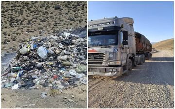 توقیف تریلی حامل زباله در فیروزکوه