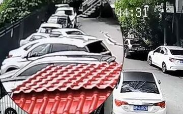 فرار معجزه آسای مادر و فرزند در آغوشش از حادثه نشست زمین در آخرین لحظه+فیلم