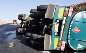  مصدومیت یک نفر در اثر واژگونی تانکر حمل سوخت در محور بیستون به کرمانشاه