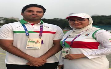 خواستگاری مجید قیدی از پریسا براتچی در حاشیه مسابقات تیروکمان جاکارتا +فیلم 