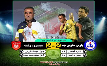 پارس جنوبی 2 - سپیدرود 2؛ فرار رشتی ها از باخت؛ یک امتیاز ارزشمند سوغات شیرین از جنوب