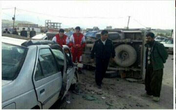 مصدومیت ۴‌نفر در تصادف جاده ای+تصاویر