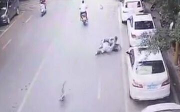 غازی که موجب تصادف زن اسکوترسوار شد! +فیلم 