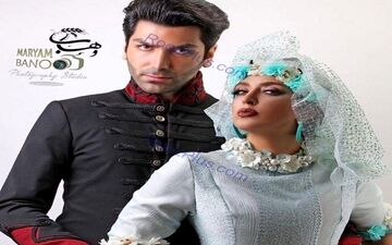 میکاپ و لباس خاص خانم بازیگر در مراسم عقدش/عکس