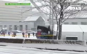 صف بستن کانادایی‌ها زیر بارش سهمگین برف برای انجام تست کرونا/فیلم