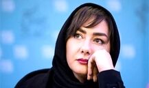 هانیه توسلی با موهای تراشیده در پشت صحنه یک فیلم