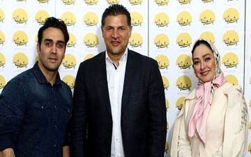 تیپ علی دایی در کنار الهام حمیدی در یک مراسم