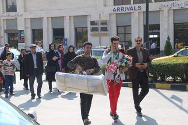 مراسم استقبال از احمد سجادی نفر سوم مسابقات آسیا در فرودگاه كرمانشاه