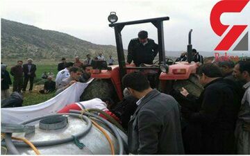 تکه تکه شدن راننده تراکتور در کرمانشاه / دستمال دور گردن بلای جان او شد + عکس 