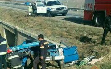 برخورد مرگبار تریلی و وانت جان ۴ تن را گرفت