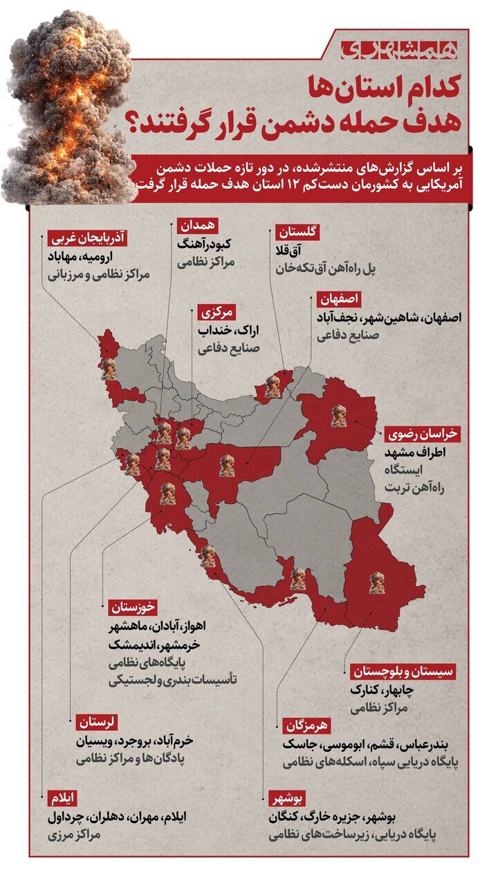 کدام استان ها هدف حمله دشمن قرار گرفتند؟ + اینفوگرافیک