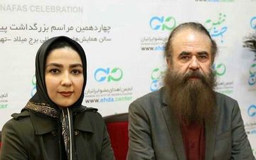 تیپ امیرحسین شریفی و همسر جوانش دیشب در یک جشن! + عکس