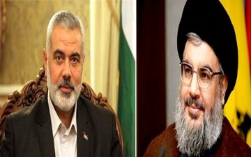 سیدحسن نصرالله و اسماعیل هنیه بر همبستگی و همکاری گروه های مقاومت تاکید کردند