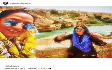 سلفی سارا منجزی پور در طبیعت زیبای شوشتر (عکس)