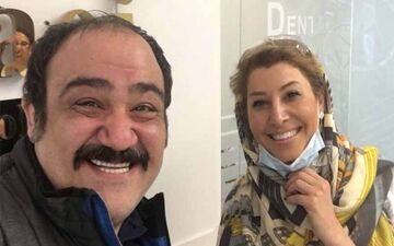 ژست عجیب مهران غفوریان با خانم دکتر دندانپزشکش