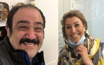 ژست عجیب مهران غفوریان با خانم دکتر دندانپزشکش