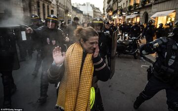 زن فرانسوی که مقابل گلوله پلیس سینه سپر کرد +فیلم 