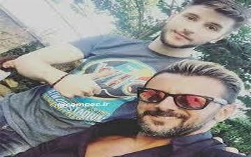 امین حیایی و پسرش در جشن سریال «ساخت ایران۲»